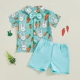 thumbnail image 5 of Baby Boy Clothes Toddler Easter Outfit Sets Lapel Button-Down Short Sleeve Shirt and Shorts Set 2 Piece, 5 of 6