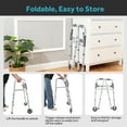thumbnail image 4 of Folding Walker with 5" Wheels, Lightweight Aluminum Walker with 8 Height Adjustable, 300lbs Load, 4 of 9