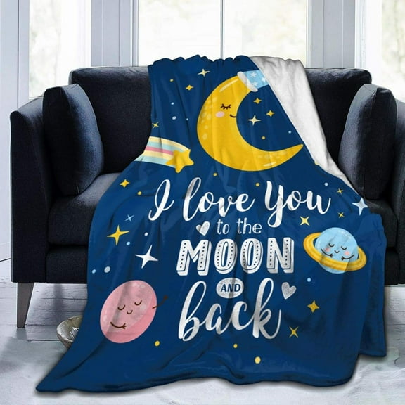 I Love You to The Moon and Back Soft Throw Blanket All Season Microplush Warm Blankets Lightweight Tufted Fuzzy Flannel Fleece Throws Blanket for Bed Sofa Couch 80"x60"