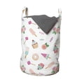 thumbnail image 1 of Ice Cream Laundry Bag, Continuous Sweets Lollipop Romantic Pastel Colors, Hamper Basket with Handles Drawstring Closure for Laundromats, 13" x 19", Blush Multicolor, by Ambesonne, 1 of 4