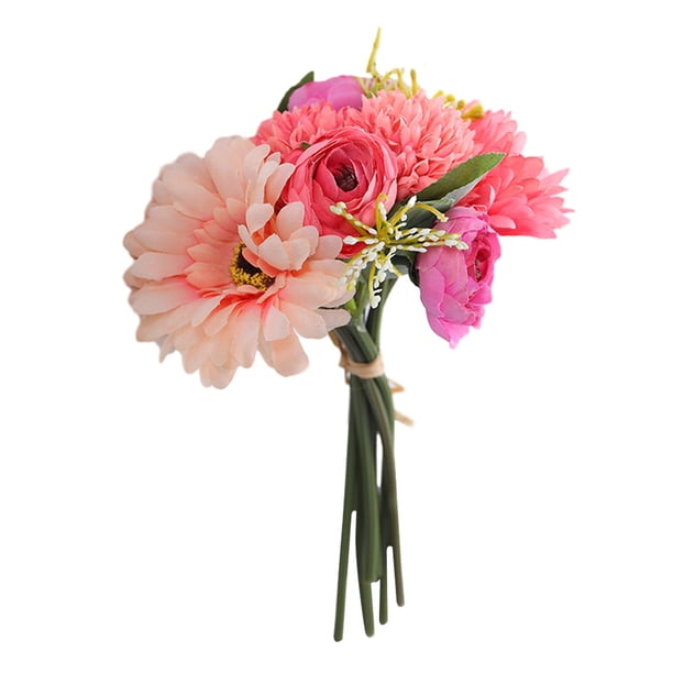 Ramo de flores artificiales Decoración floral para el hogar Ramo de simulación Fiesta de bodas Paquete de flores falsas, Rosa Noticed HA7944-03B
