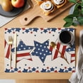 thumbnail image 2 of Independence Day Placemats Set of 1, Burlap American Flag Blue and Red Stars Non-Slip Place Mats Washable Table Mats for Kitchen Dining Table Decorations Indoor/Outdoor, 2 of 9