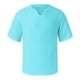 thumbnail image 4 of Men's Solid Color Pleated Quarter Sleeve Top Men's Retro V-Neck Top4XL, 4 of 5