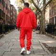 thumbnail image 5 of Men's Tracksuit 2 Piece Casual Long Sleeve Full-Zip Fleece Hoodie Sweatshirt pocket and pants Sweatsuits Fall Winter Fashion Lightweight Jogging Outfitsfor Red XXL, 5 of 8