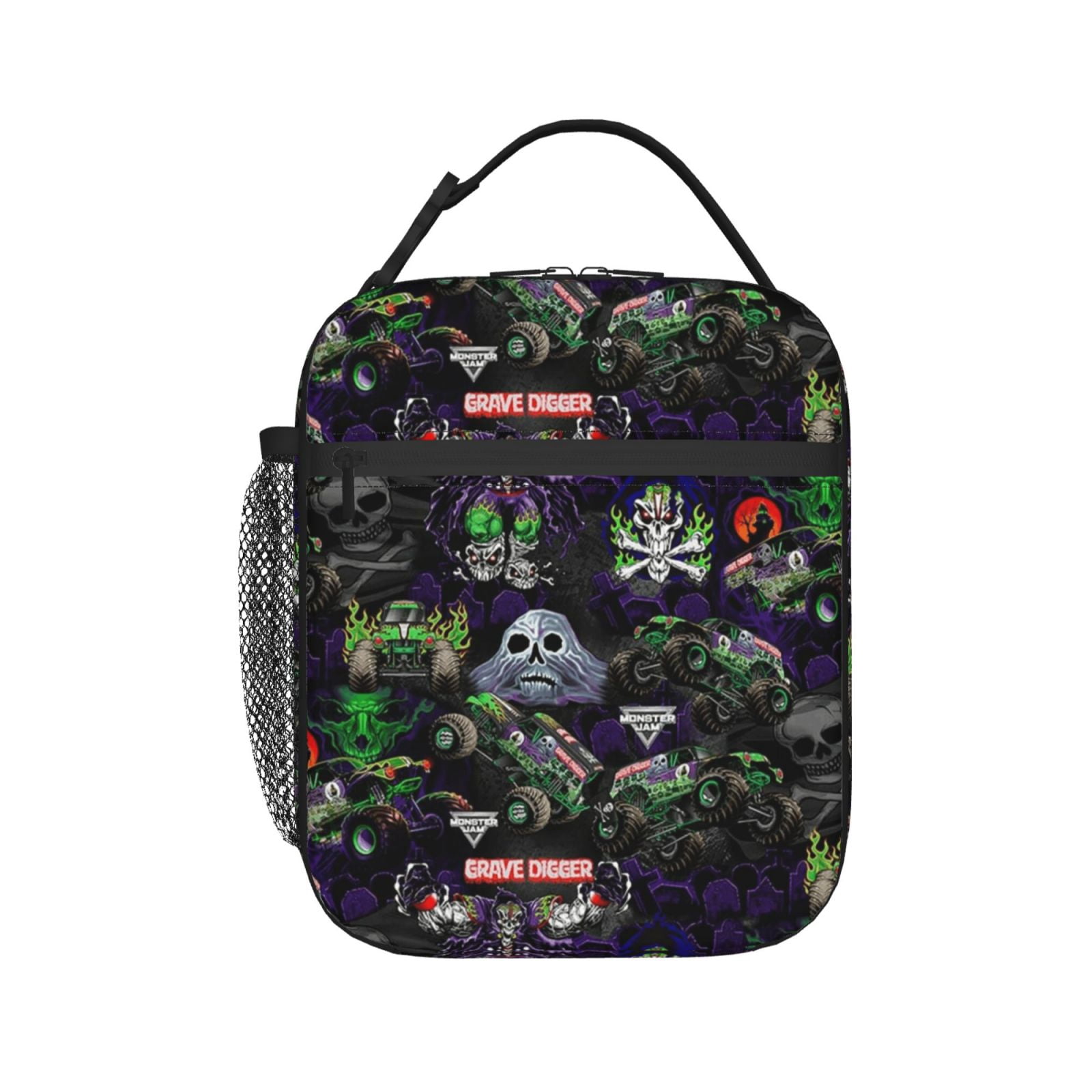 Insulation Portable Lunch Bag, Monster Truck Jam Thermal Container with Adjustable Shoulder Strap