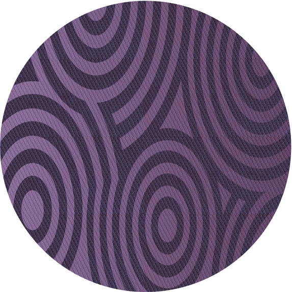 Ahgly Company Indoor Round Patterned Plum Purple Area Rugs, 4' Round
