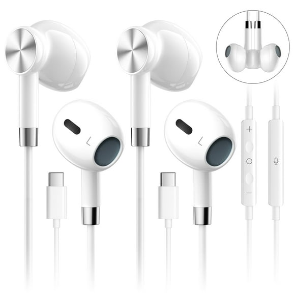 Auriculares USB C Suohong para iPhone 2, paquete con micrófono con cable