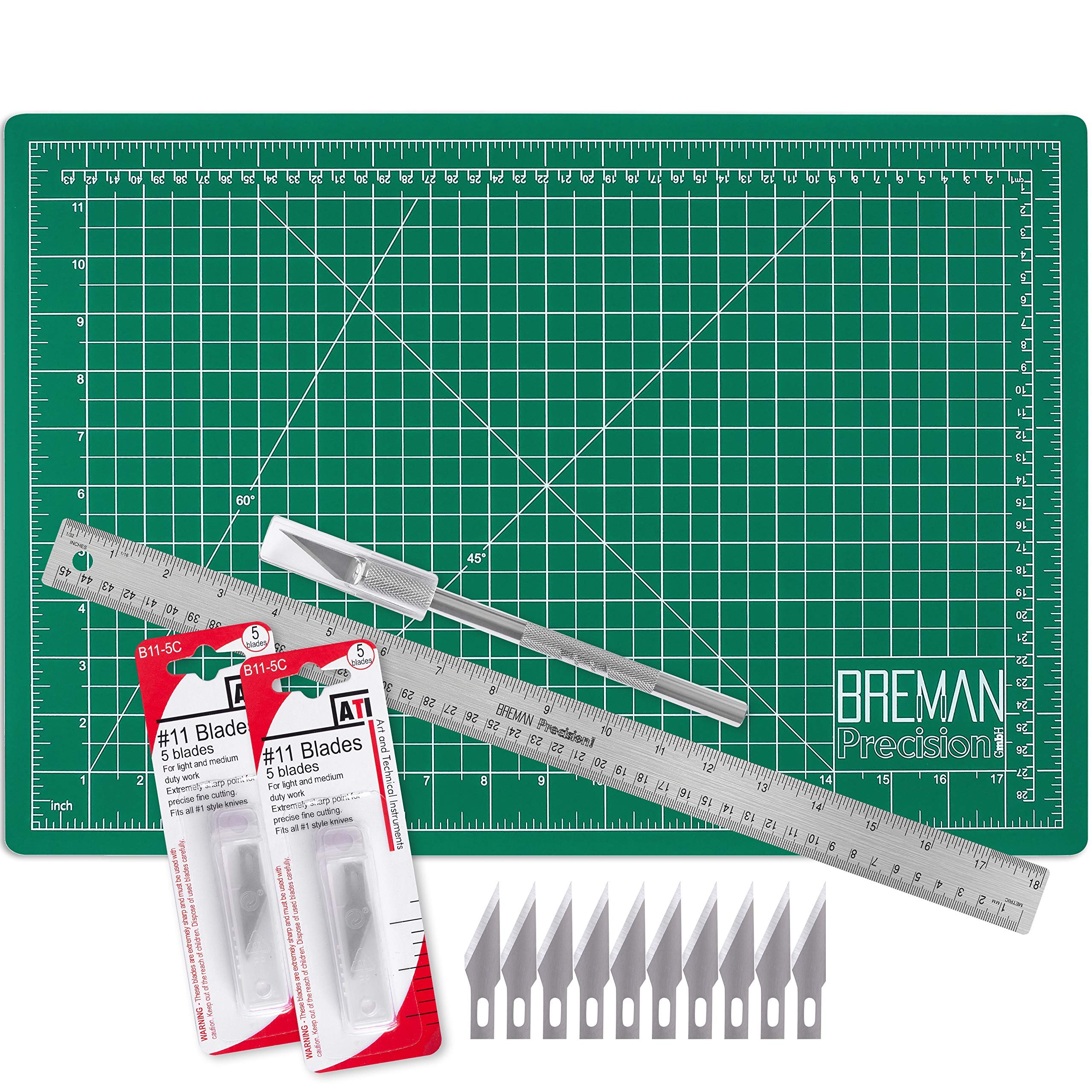 WA Portman Cutting Mat Craft Knife Precision Ruler Set 12x18 Inch