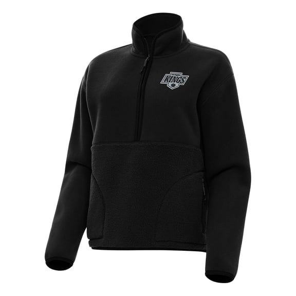 Women's Antigua Black Los Angeles Kings Figure Half-Zip Pullover Sweatshirt