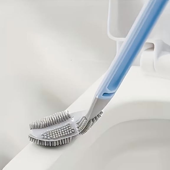 Flexible Silicone Toilet Brush with Long Handle - 360-Degree Rotation for Effortless Bathroom Cleaning