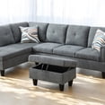 thumbnail image 6 of Ottoman with Storage, Fabric Ottoman Foot Rest Stool, Rectangle Upholstered Footstool, 28.5"x19"x17.5", 6 of 8