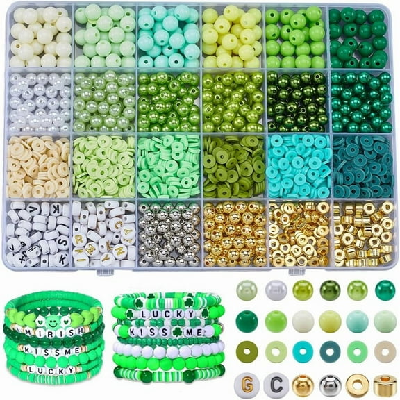 DIY ABS Plastic & Polymer Clay & CBB Beads Jewelry Making Finding Kits Green 6~8x1~4mm Hole: 1.9~2.5mm