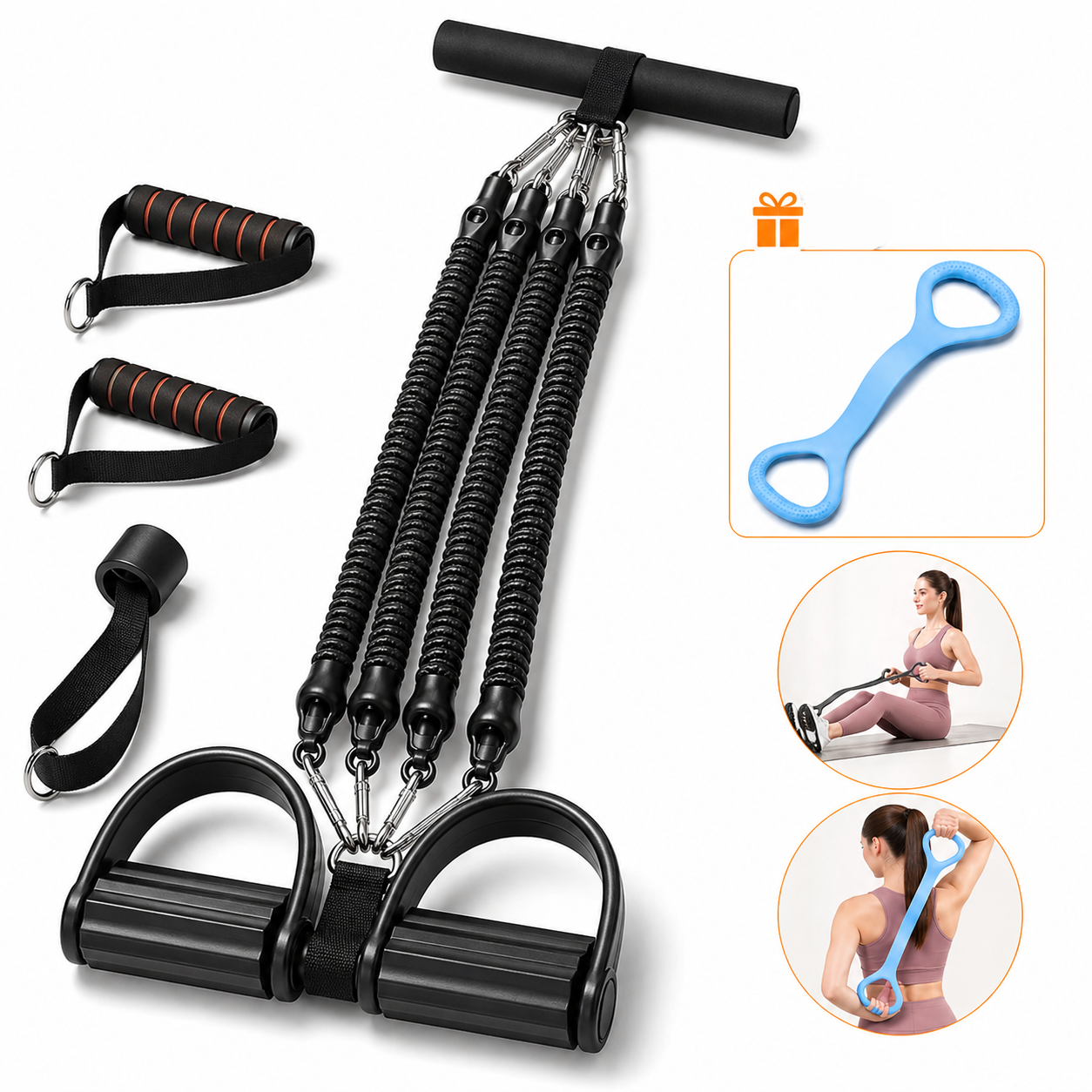 Pedal Resistance Band with Handle, Upgrade 21 Fitness Resistance Bands, Multifunction Home Workout Equipment for Full Body, Core, Leg & Waist Training