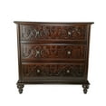 thumbnail image 2 of 32 Inch Classic Wood Dresser Chest, 3 Drawers, Floral Carving, Brass, Brown- Saltoro Sherpi- Saltoro Sherpi, 2 of 5