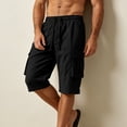 thumbnail image 5 of Hurxie Men's Capri Long Elastic Cargo Shorts Below Knee Shorts 3/4 Cotton Cargo Casual Shorts with Multi-Pockets Black,M, 5 of 7
