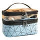 thumbnail image 1 of Bolsa de maquillaje de doble capa Estuche de almacenamiento vertical portátil Bolsa de cosméticos de gran capacidad para viajes Azul, 1 of 12