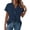 #240-Navy, variant on Craaazy Women's Solid Color V-Neck Short Sleeve Button Down Shirts Loose Fit Casual Daily Summer Top Gifts