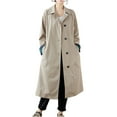 thumbnail image 2 of UPPADA Long Pea Coat for Womens Fall Winter Wool Coats Lightweight Warm Trench Coats Breasted Midi Peacoat Trench Coats with Pockets Khaki,M, 2 of 7