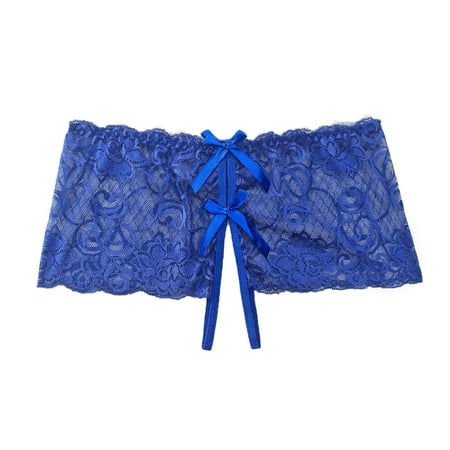 

BIZIZA Womens Boyshort Lace Strappy Sexy Seamless Breathable Panties Blue One Size