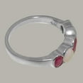 thumbnail image 4 of LBG British Made 9k White Gold Real Genuine Ruby & Opal Womens Band Ring - 33 size options - Size 8.25, 4 of 6