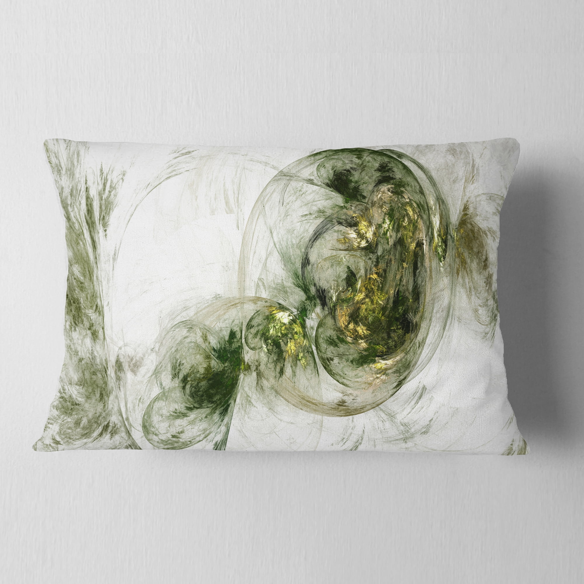 Designart Colored Smoke Green - Abstract Throw Pillow - 12x20
