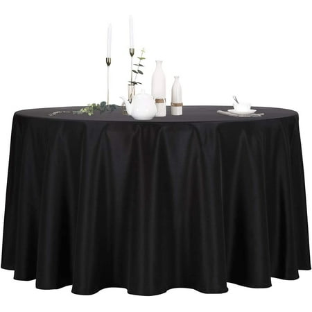 

XIACOCO-2Pack 108 Inch Black Round Tablecloth In Polyester Fabric For Wedding/Banquet/Restaurant/Parties