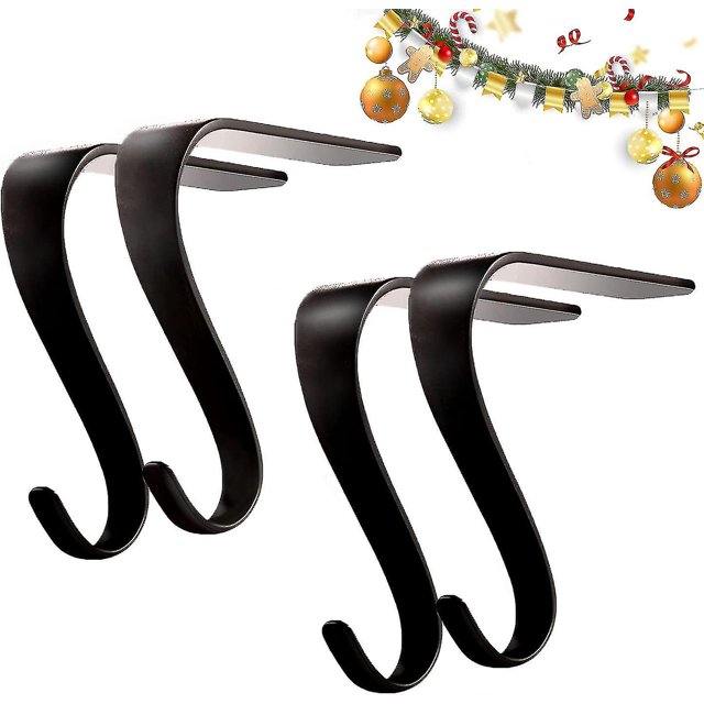 Soportes para calcetines navideños, gancho metálico para calcetines para chimenea, gancho para manto de guirnalda para decoración navideña (paquete de 4)