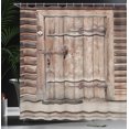thumbnail image 4 of Ambesonne Rustic Shower Curtain, Timber Door Log House, 69"Wx75"L, Brown, 4 of 5