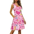 thumbnail image 2 of Renewold Valentine's Day Tank Dress with Pockets Colorful Hearts Sleeveless Dress Flared Dres for Women Size L Soft Swing Skater A-Line Tunic Dress, Pink, 2 of 6
