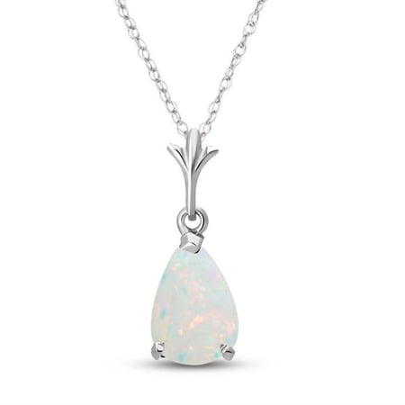 Galaxy Gold 14K Solid Gold Natural Opal Pear Drop Pendant Necklace for Women - White Gold Fine Jewelry