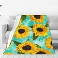 thumbnail image 1 of Fotbe Yellow Sunflowers With Green Leaves Manta de Franela Acolchonada con Estampado, Súper Suave y Esponjosa, Extra Grande para Sofá, Cama, Uso Todo el Año-60"x50", 1 of 7