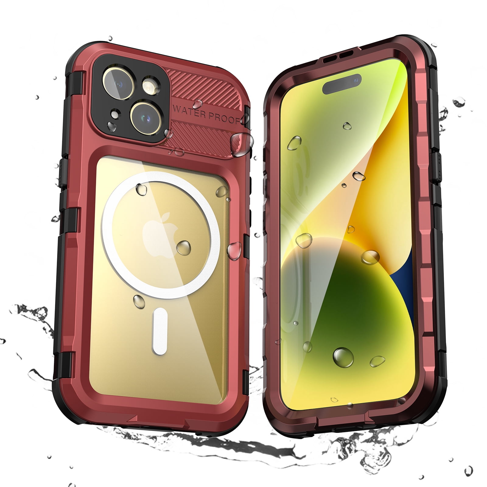 for iPhone 15 Pro Case, IP68 Waterproof Dustproof Shockproof Cases with Built-in Screen Protector, Full Body Sealed Protective Front and Back Cover for iPhone 15 Pro, 6.1 inch, Red