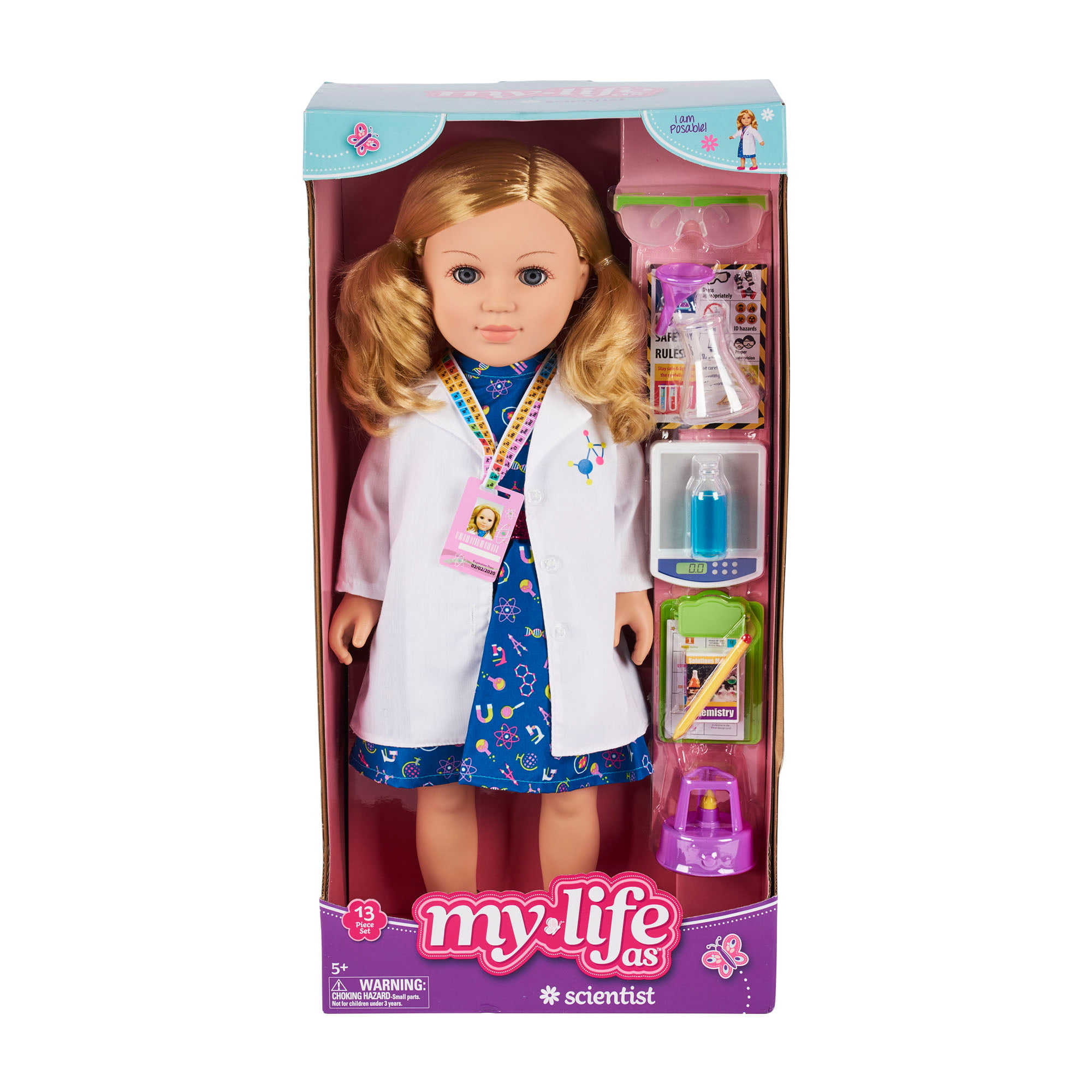 My Life As Scientist 18" Doll Blonde 13 piece set  NEW 5+ 