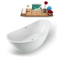 thumbnail image 2 of 75" Streamline N940BBR Soaking Freestanding Tub and Tray With Internal Drain in Brushed Brass, 2 of 7