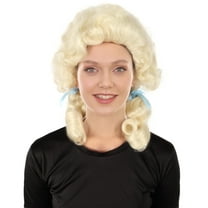 HPO Adult Women’s Classic Elly May Clampet Blonde Wig With Two Blue Hair Ribbons, Synthetic Soft Fiber Hair, Perfect for your next Halloween & Group Party!