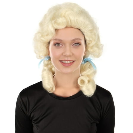 HPO Adult Women’s Classic Elly May Clampet Blonde Wig With Two Blue Hair Ribbons, Synthetic Soft Fiber Hair, Perfect for your next Halloween & Group Party!