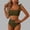 A944 Army Green, variant on Bikini Sets for Women Padded One Shoulder High Waisted Two Piece Bathing Suits Solid Color Ribbed Charming High Cut Swimwear