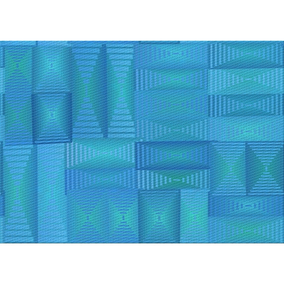 Ahgly Company Indoor Rectangle Patterned Neon Blue Area Rugs, 6' x 9'