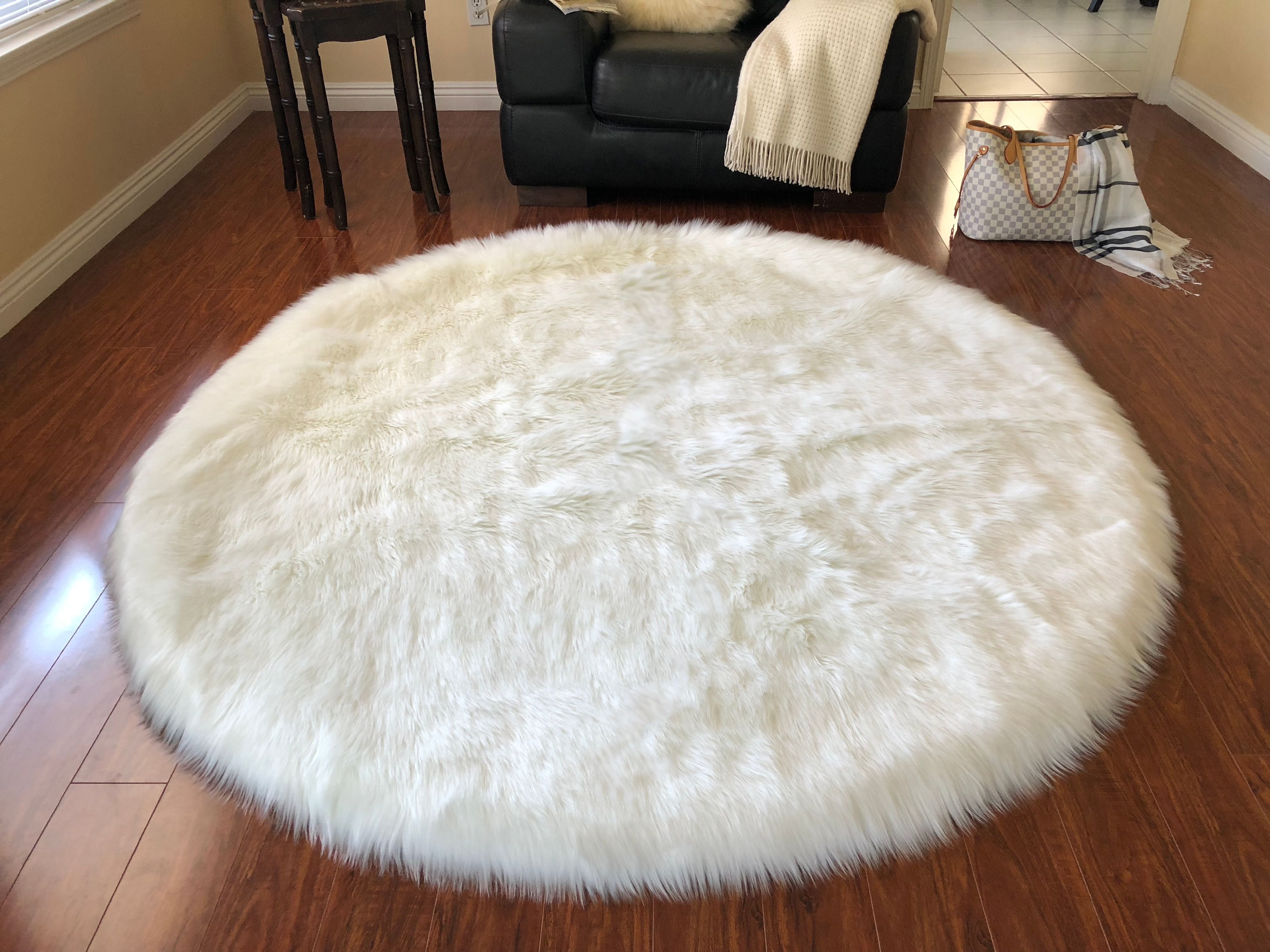 Circle Round Soft Sheepskin Shaggy Rugs Home Bedroom Carpet Floor Fluffy Mats 