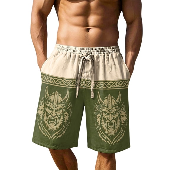 Gym Shorts Men Graphic Print Drawstring Casual Knit Summer Beach Hiking Golf Shorts With Pockets