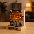 thumbnail image 3 of DIY Miniature House Dollhouse,Coffee Shop Book Kit for Adult and Teens, Dollhouse,Tiny House Bookshelf Decor 3D,Gifts for Family, Friends (Coffe Shop), 3 of 6