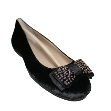 Lands End Womens Size 6.5, Ballet Flat Microfiber Shoes, Black Bow