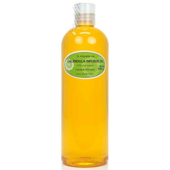 Dr Adorable - 16 oz - Calendula Infused Oil - 100% Pure Organic Cold Pressed Natural