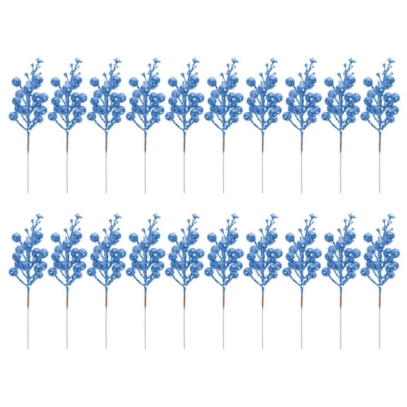 HONITANO Christmas Tree Decor 20Pcs Blue Foam Artificial Christmas Berry Stems For Home And Office