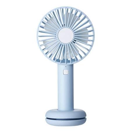 

Handheld Fan Desktop Mini USB Rechargeable Small LED Night Light Fan 3 Speed handheld Air Cooler for Girls Students Blue
