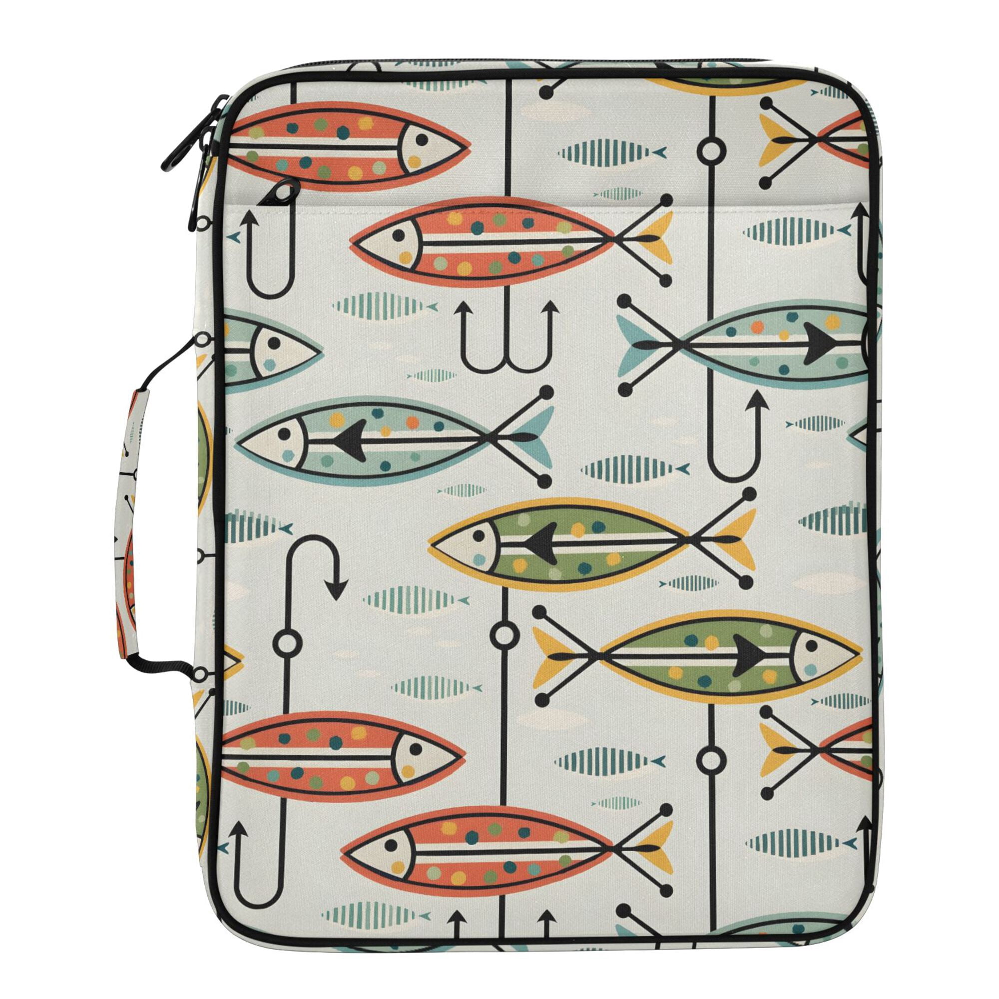 FORMRS Accordion File Folder A4 Size 7-Pocket Expanding Document Organizer Bag with 3 Ring Binder, Abstract Fish Pattern