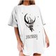 thumbnail image 1 of Camiseta de manga corta con cuello redondo y estampado de calavera de sol y luna informal a la moda para mujer Pompotops hkajfhjk458290, 1 of 4