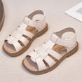 thumbnail image 2 of Summer Sandals for Girls Open Toe Cute Solid Strappy Slip on Outdoor Flat Shoes Breathable Hollow out Gladiator Dress Shoes White 13 Little Kid, 2 of 8