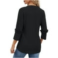 thumbnail image 3 of Babysbule Women's Summer Casual Tops Short Sleeve V Neck 3/4 Sleeve Curved Hem Loose Tunic Tops, 3 of 6