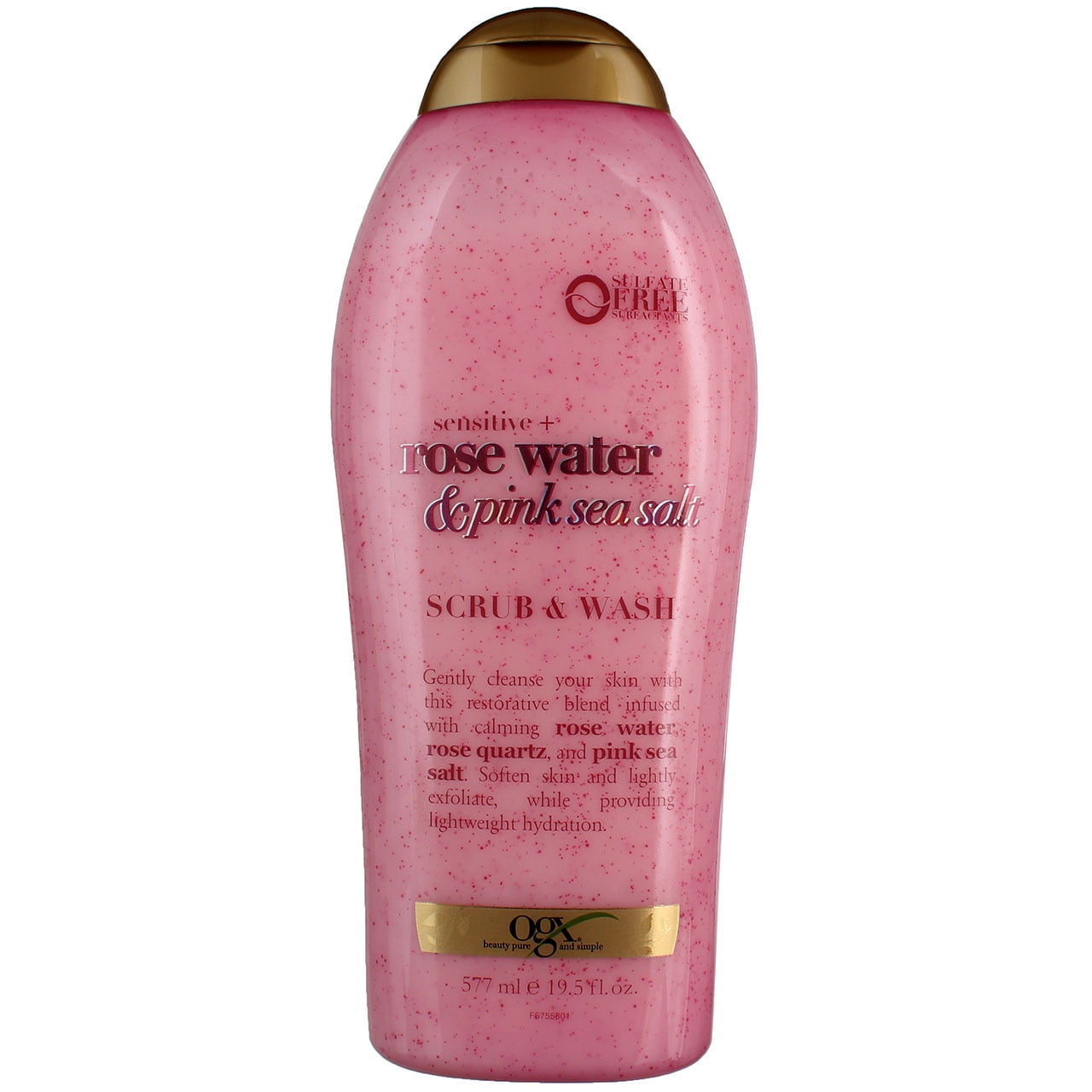 OGX Sensitive + Rose Water And Pink Sea Salt Body Scrub & Wash, 19.5 fl